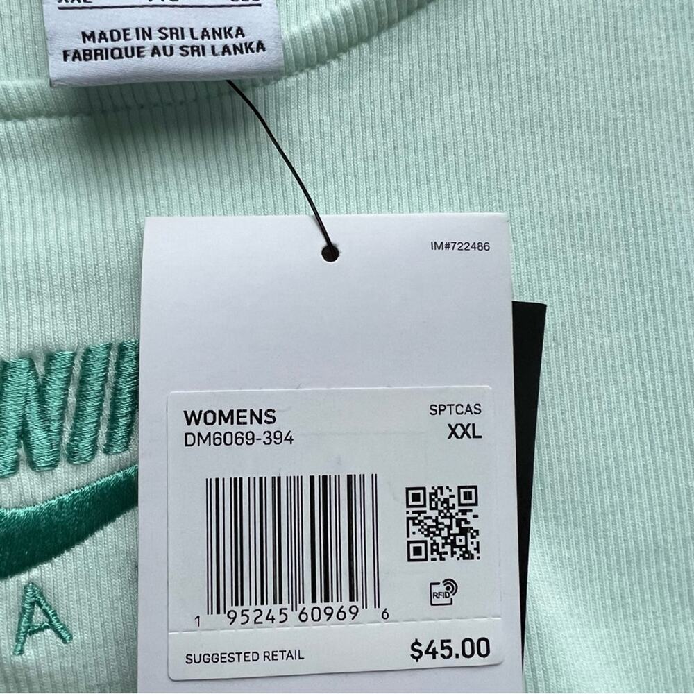 Nike Air Barely Green Washed Teal Ribbed Cropped Tank Top Women’s XXL - Picture 9 of 12